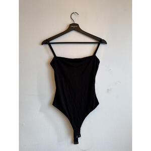 Black Sleeveless Bodysuit with Snap Closure